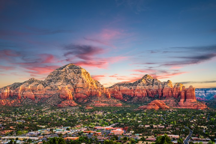 View of Sedona mountains and the town